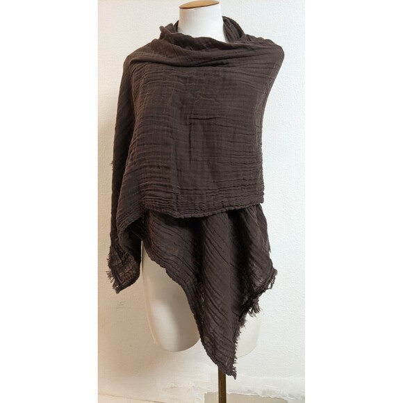 NWT~LAUDE the Label Bubble Gauze Scarf in Carob Chocolate Brown Wrap NEW! - Picture 10 of 15